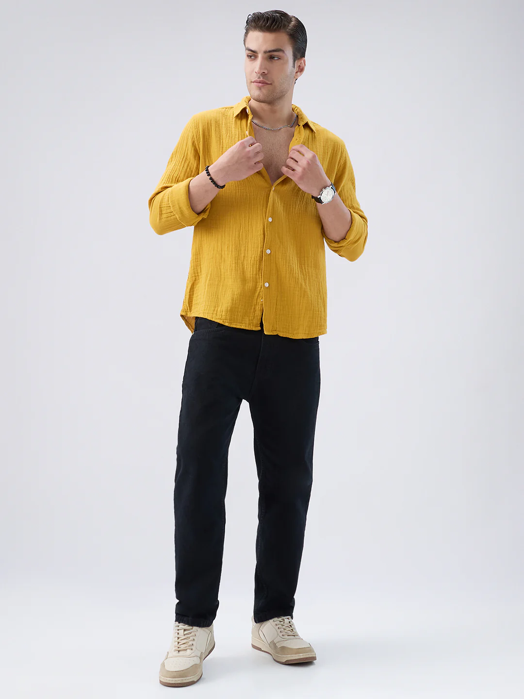 Elite Mustard Double Cloth Shirt - Image 8