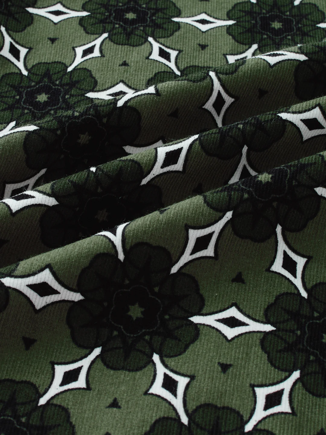 Emerald Green Floral Bloom Corduroy Shirt - Image 3