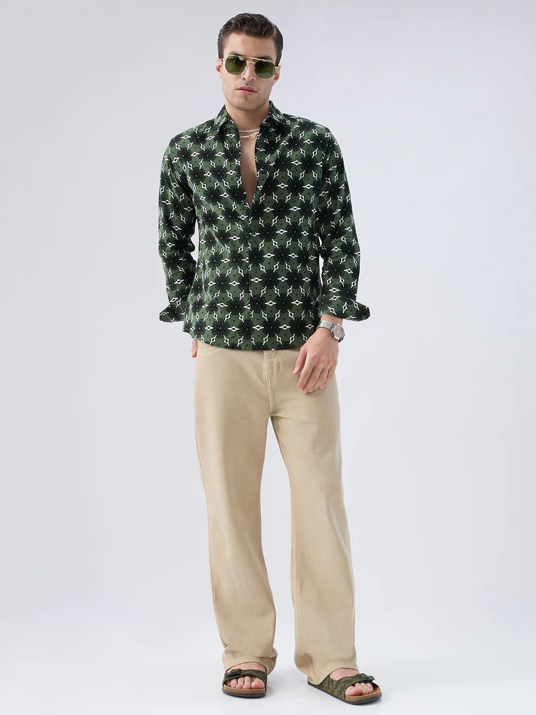 Emerald Green Floral Bloom Corduroy Shirt - Image 9