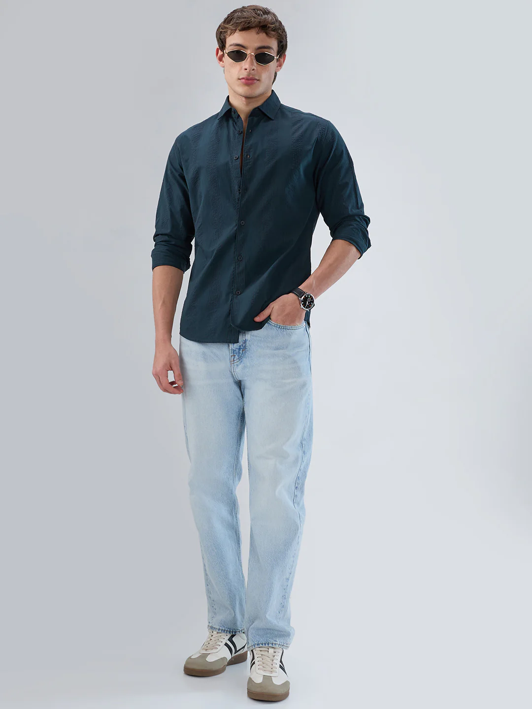 Emerald Green Striped Seersucker Shirt - Image 6