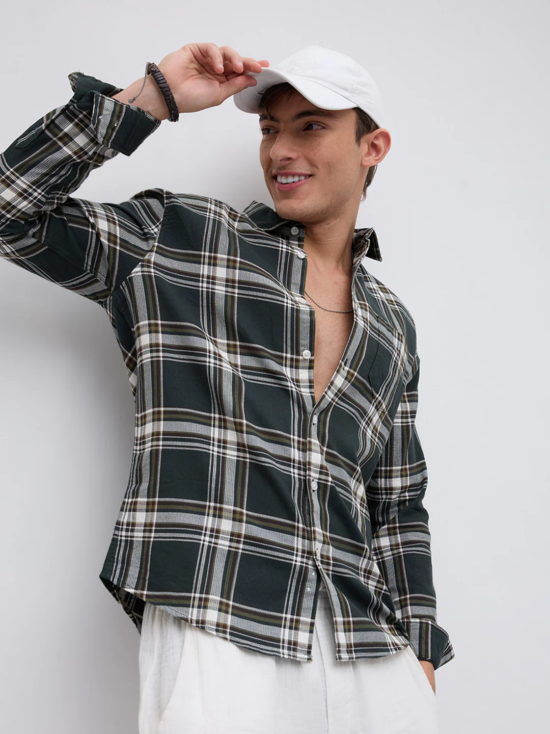 Emerald GreenStatement Casual Check Shirt - Image 2
