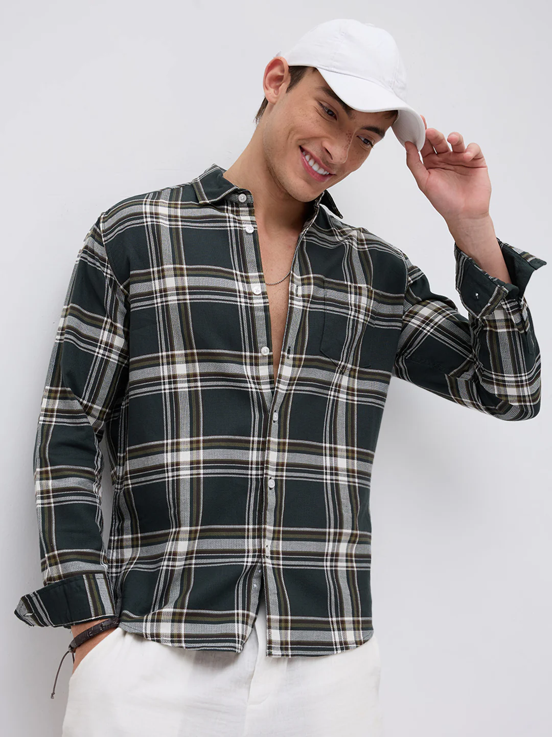 Emerald GreenStatement Casual Check Shirt - Image 4