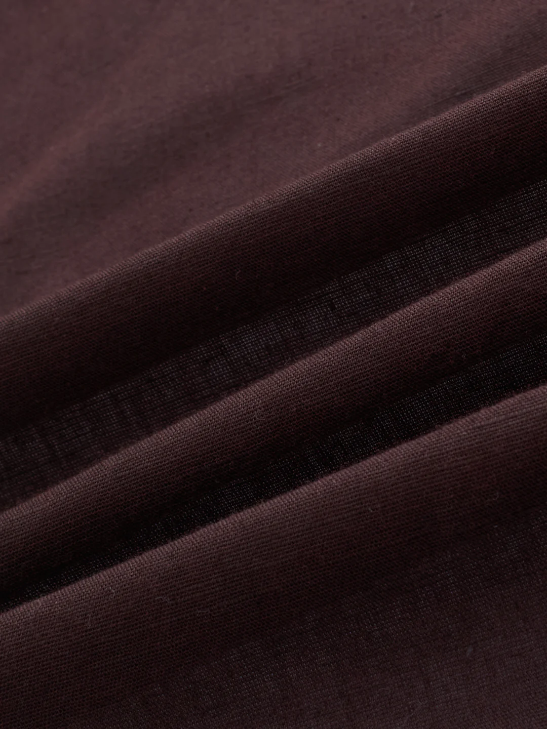Espresso Brown Linen Blend Stand Collar Oversized Shirt - Image 3