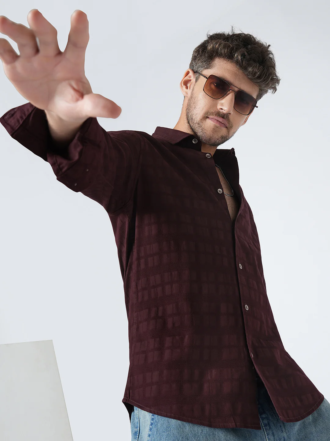 Espresso Geometric Woven Shirt - Image 4