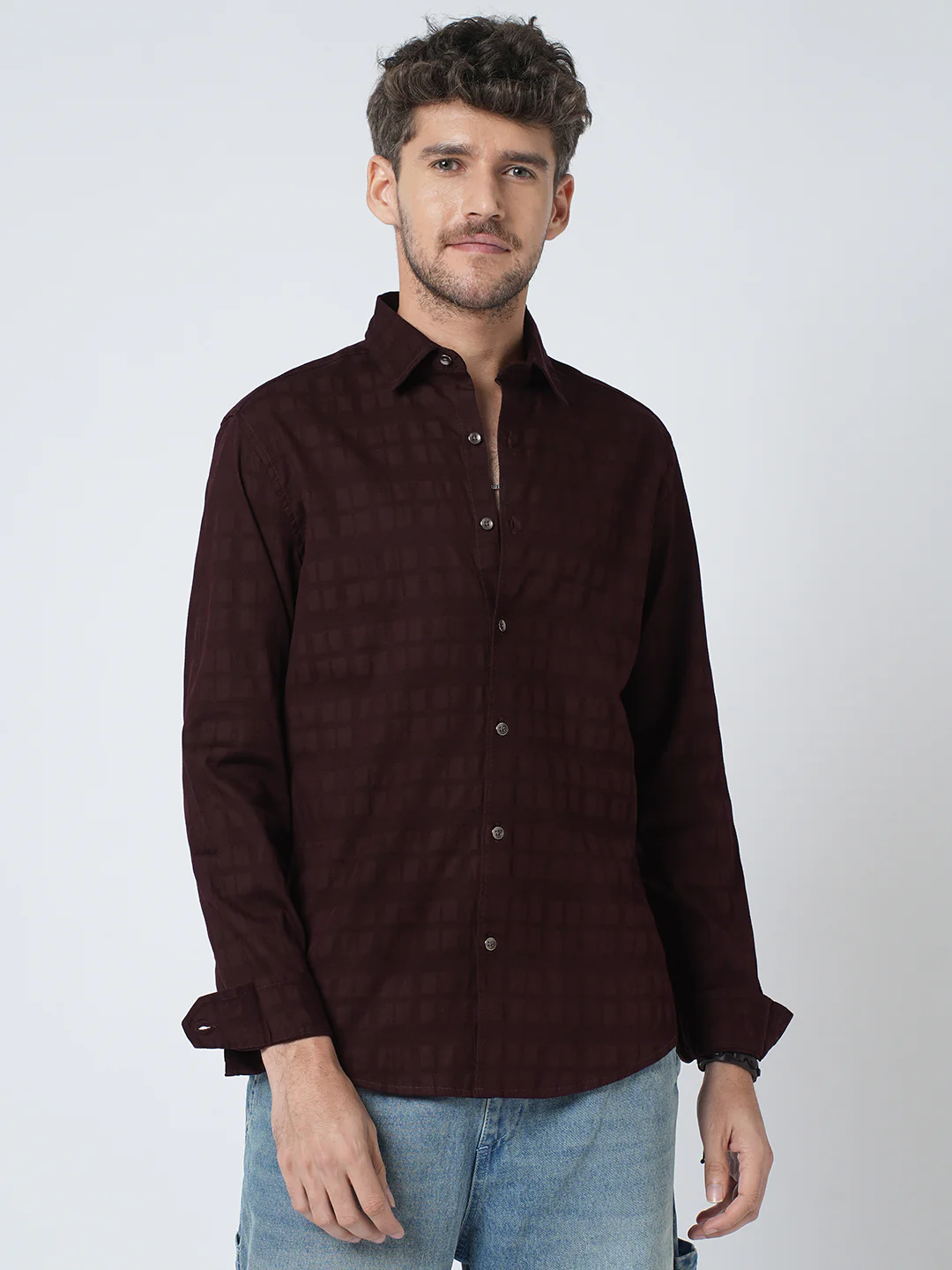 Espresso Geometric Woven Shirt - Image 5