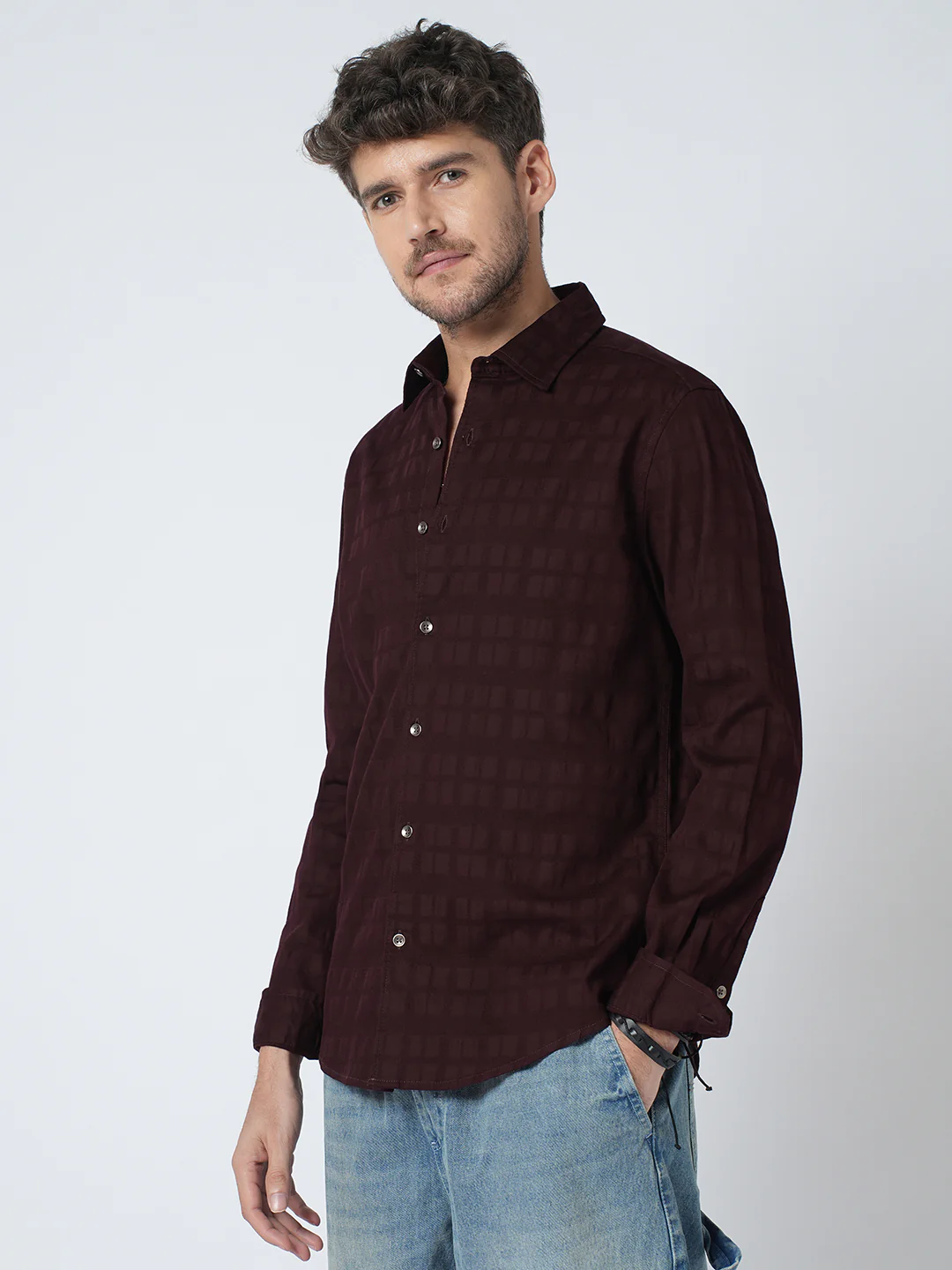 Espresso Geometric Woven Shirt - Image 6