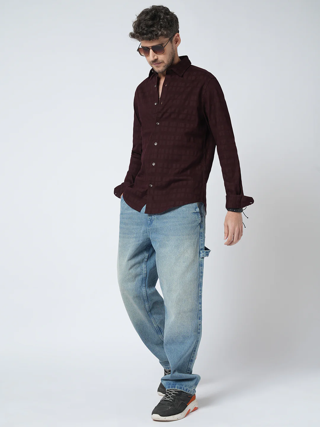 Espresso Geometric Woven Shirt - Image 8