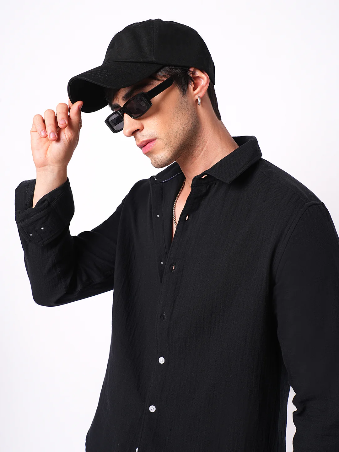 Eternal Midnight Black Double Cloth Elegance Shirt - Image 2