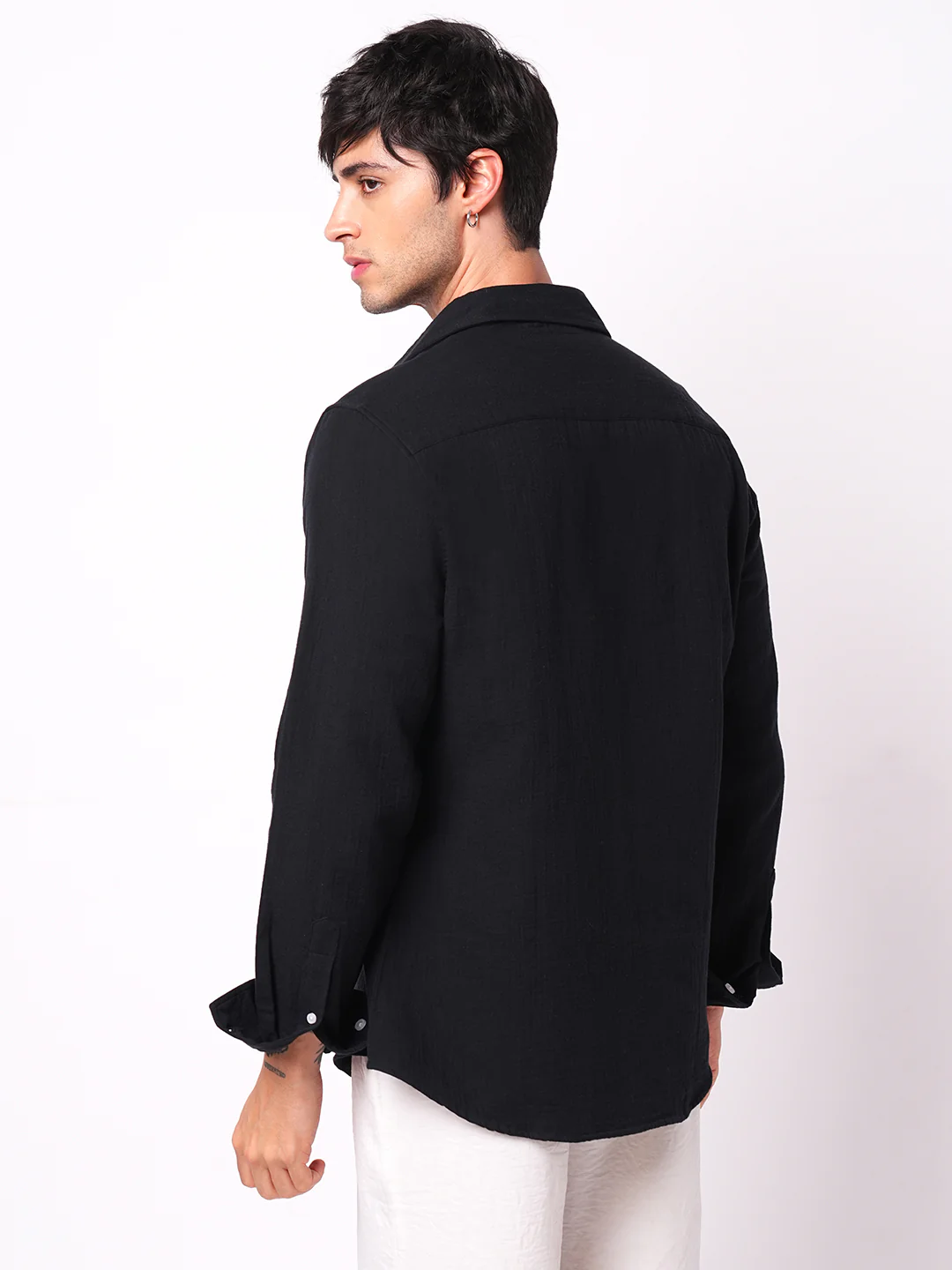Eternal Midnight Black Double Cloth Elegance Shirt - Image 6
