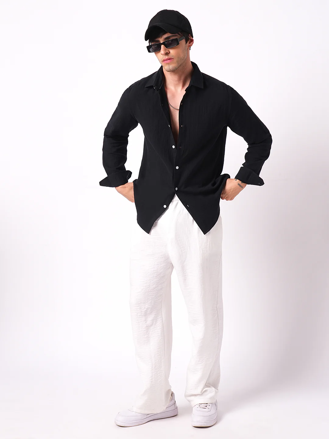 Eternal Midnight Black Double Cloth Elegance Shirt - Image 7