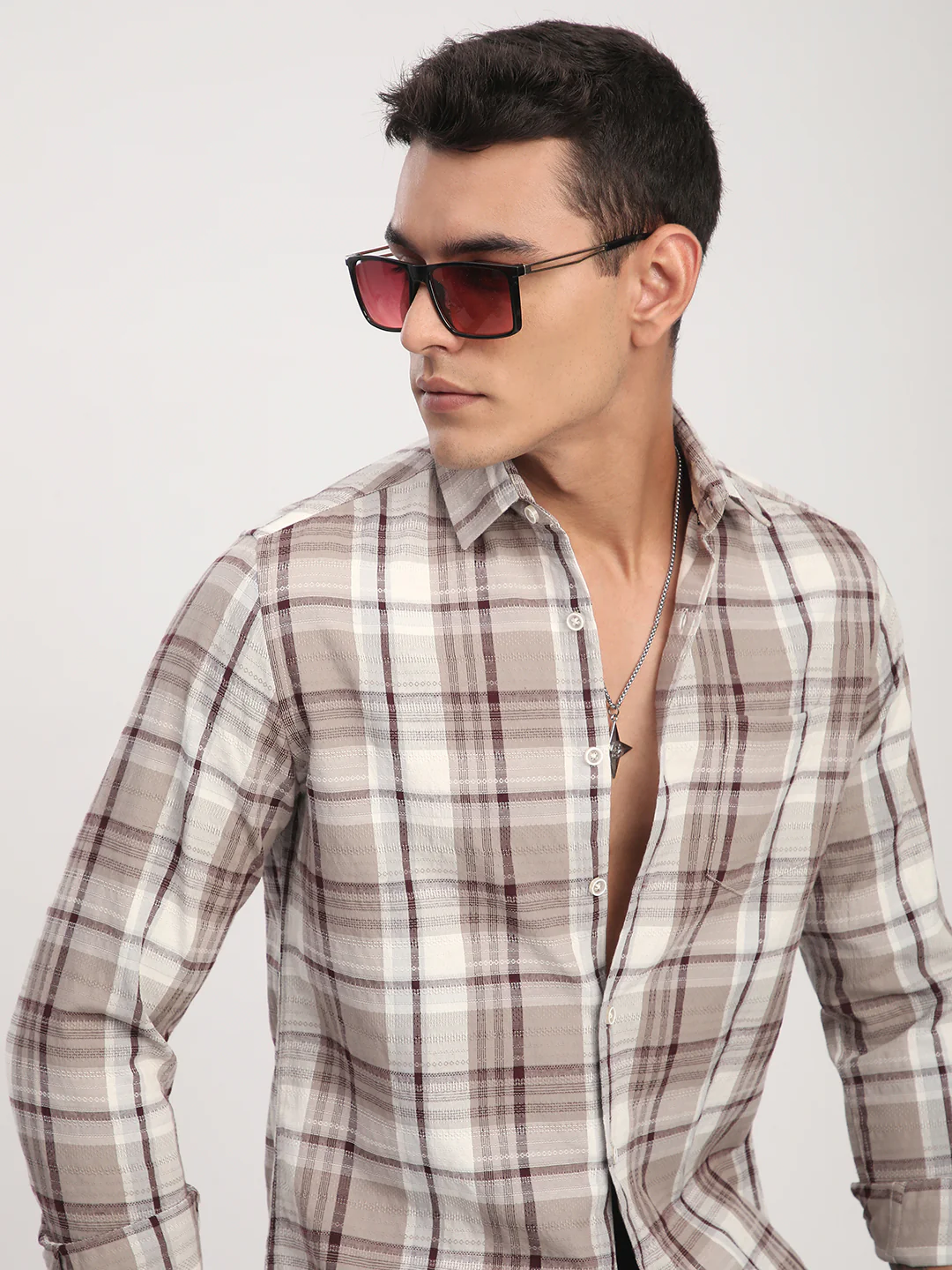 Ethereal Multicolour Checkered Textured Shirt - Image 2