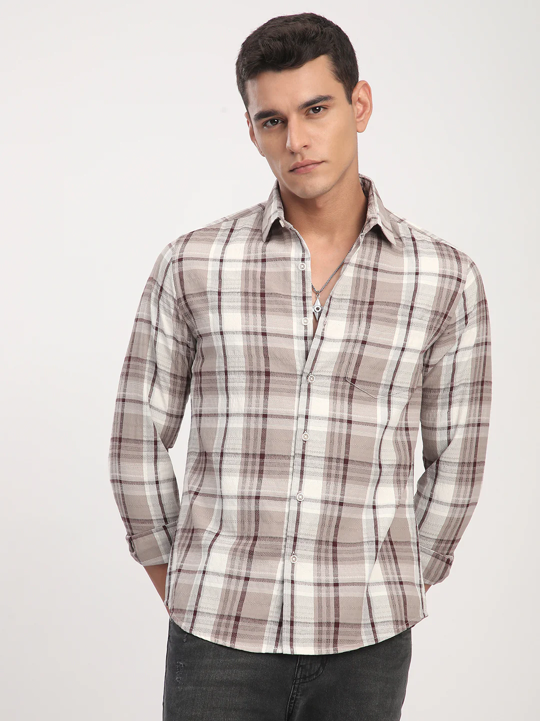 Ethereal Multicolour Checkered Textured Shirt - Image 5
