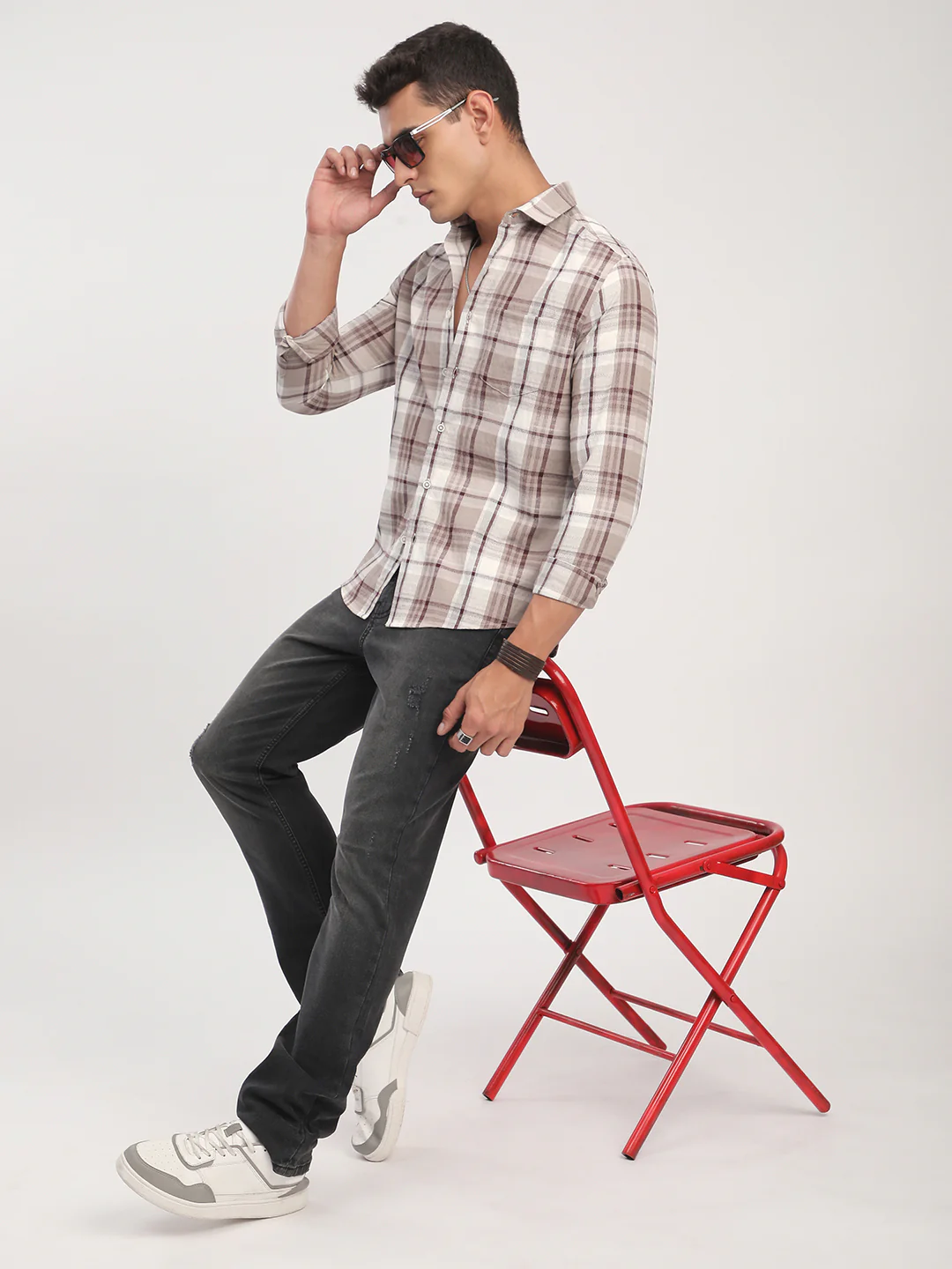 Ethereal Multicolour Checkered Textured Shirt - Image 8