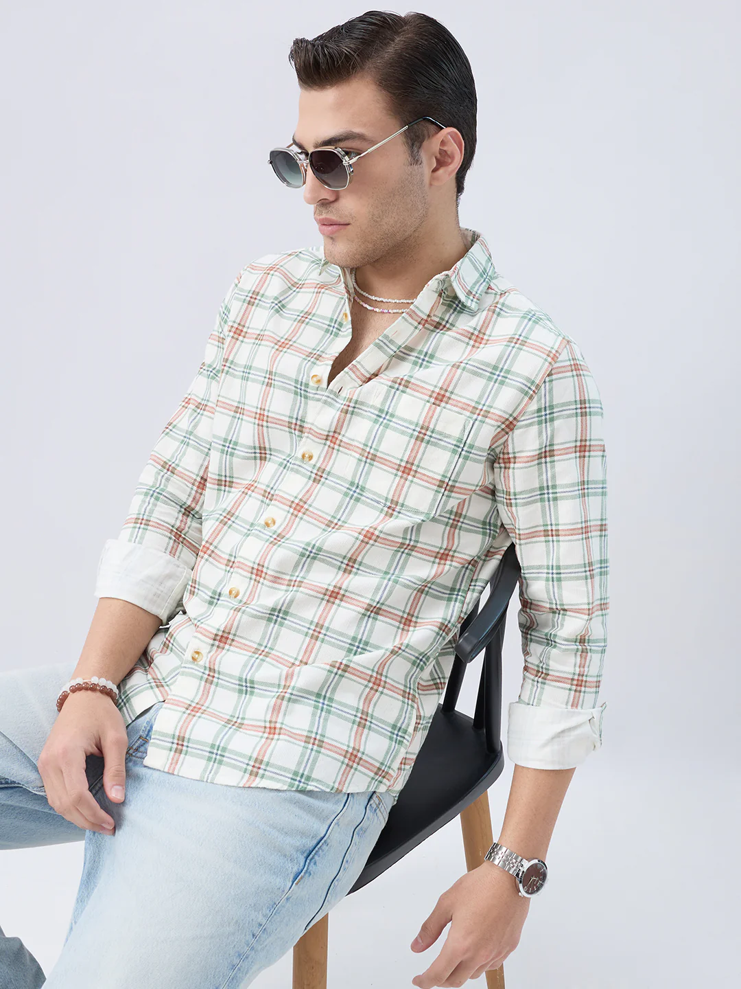 Evergreen Autumn Grove Checks Corduroy Shirt - Image 4