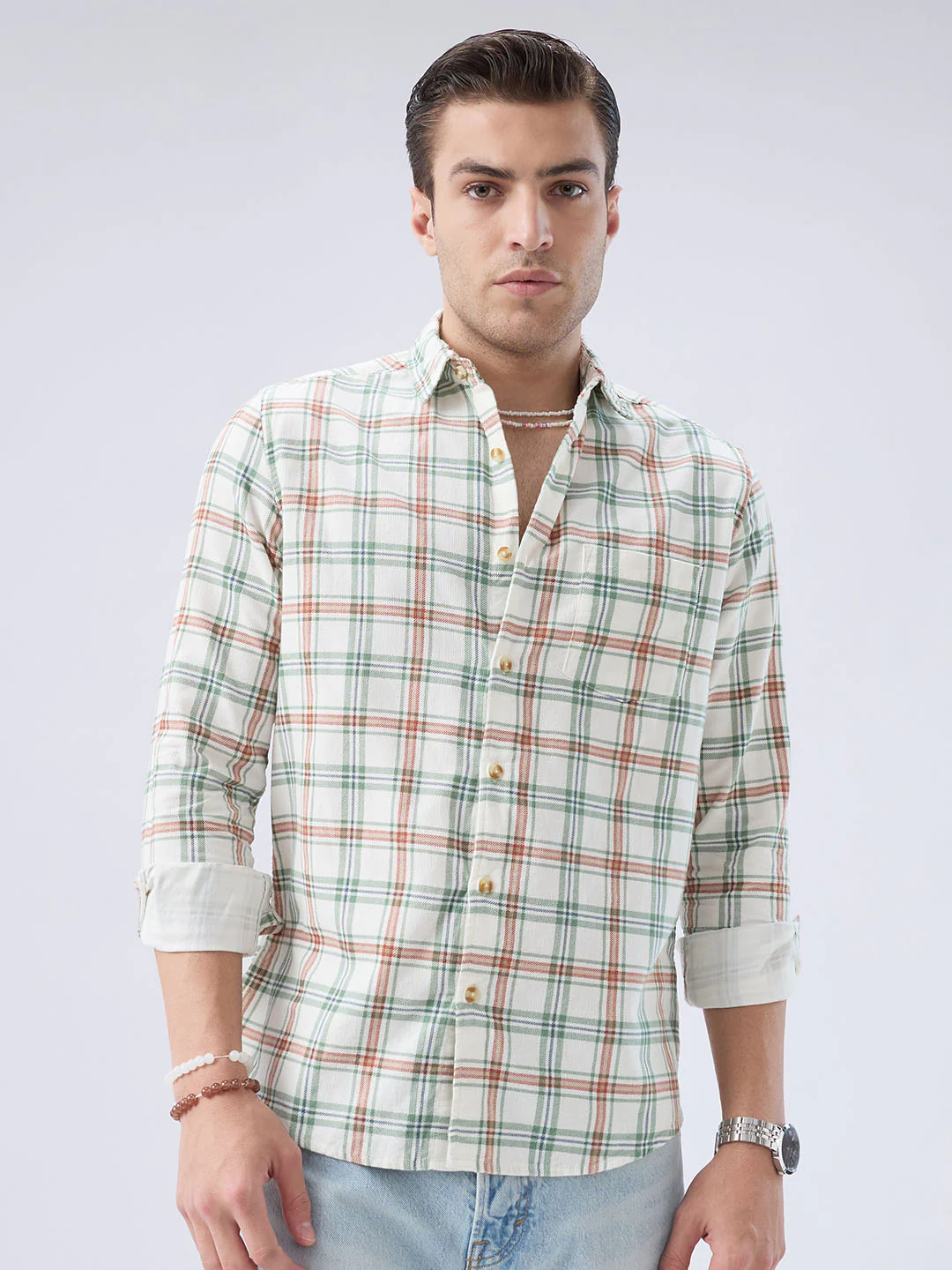 Evergreen Autumn Grove Checks Corduroy Shirt - Image 5