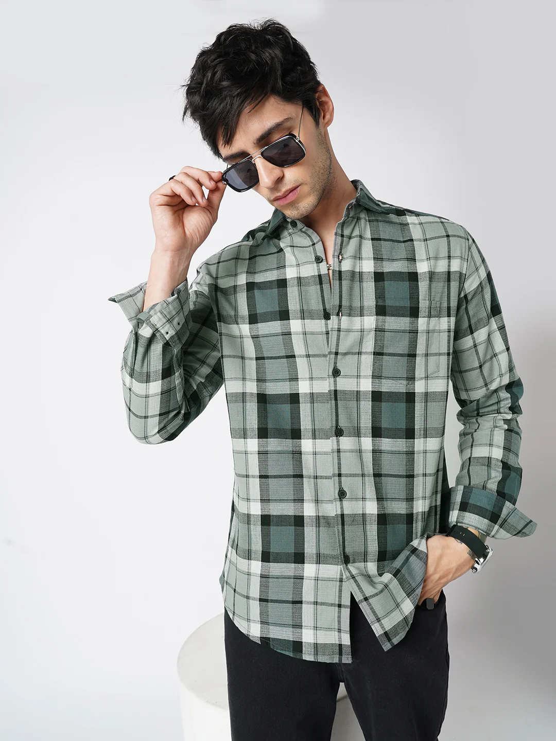 Evergreen Matrix Plaid Checks Shirt - Image 2