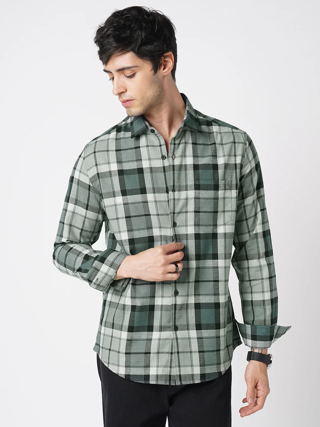 Evergreen Matrix Plaid Checks Shirt - Image 4