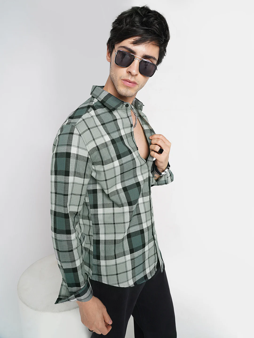 Evergreen Matrix Plaid Checks Shirt - Image 5
