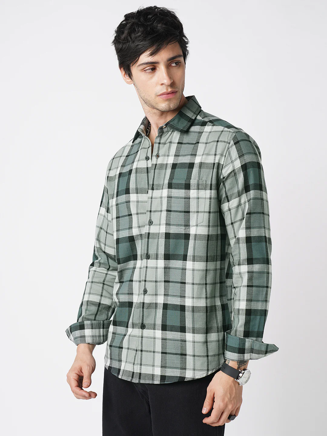 Evergreen Matrix Plaid Checks Shirt - Image 6