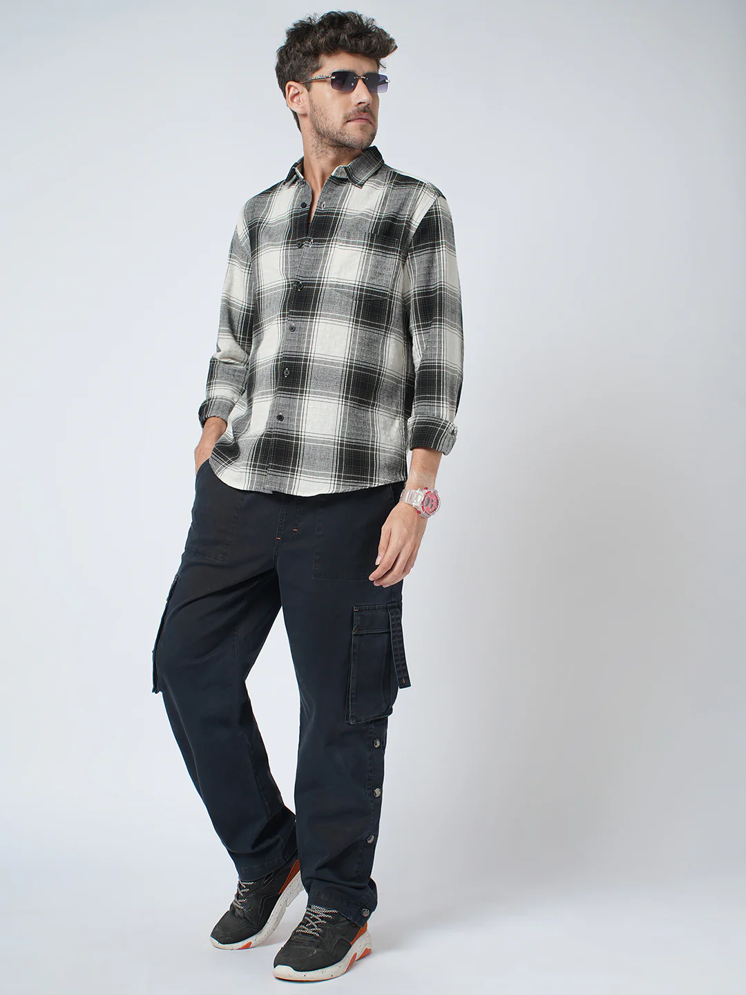Everyday Olive Broad Checks Linen Blend Shirt - Image 8