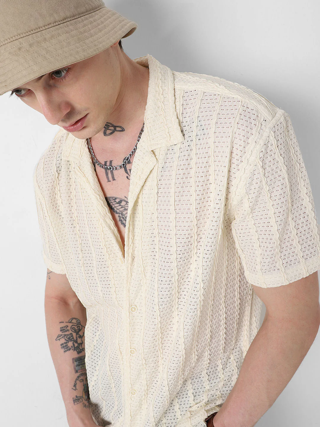 Exquisite AeroMesh Ivory Oversized Shirt - Image 2