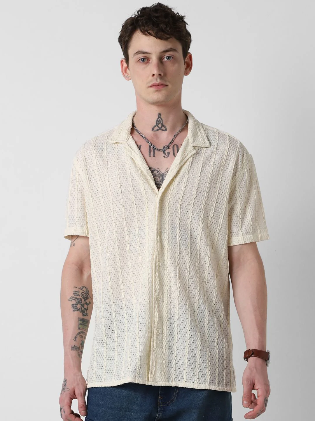 Exquisite AeroMesh Ivory Oversized Shirt - Image 4
