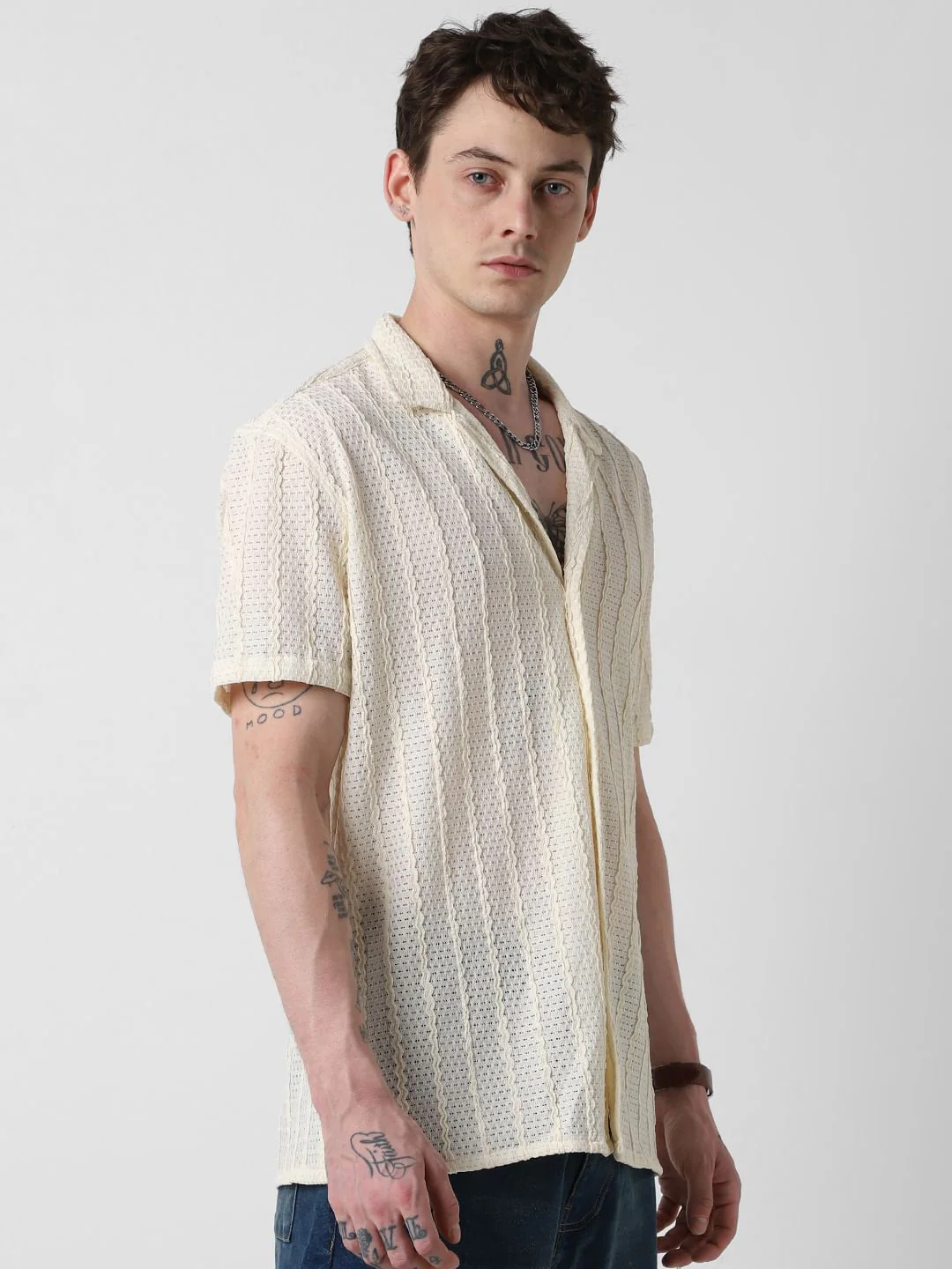 Exquisite AeroMesh Ivory Oversized Shirt - Image 5