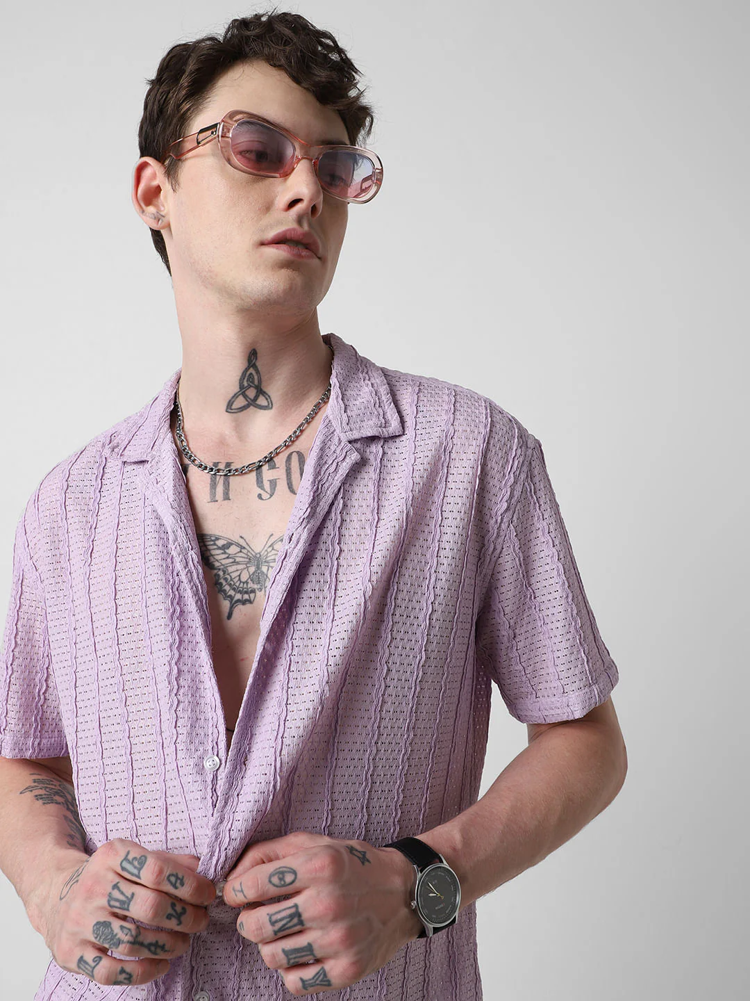 Exquisite AeroMesh Lilac Oversized Shirt - Image 2