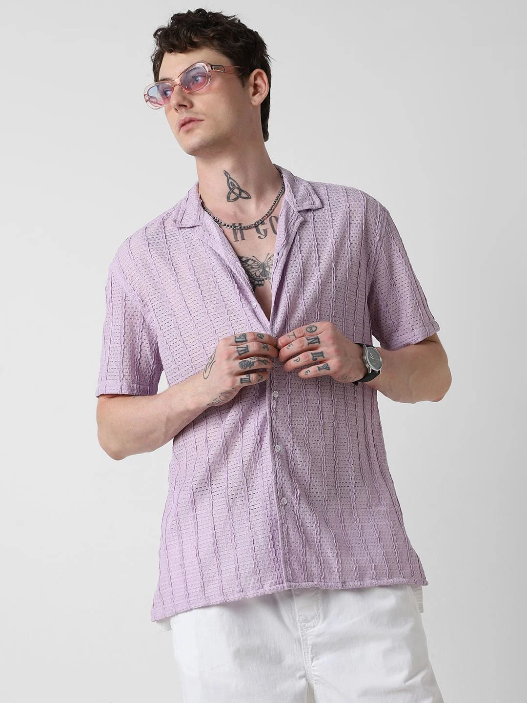 Exquisite AeroMesh Lilac Oversized Shirt - Image 4