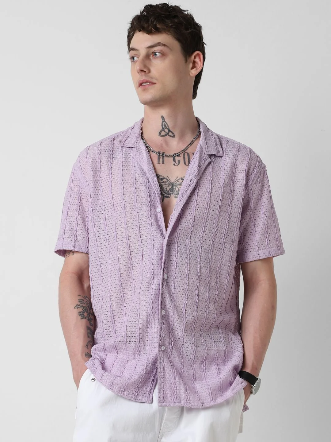 Exquisite AeroMesh Lilac Oversized Shirt - Image 5