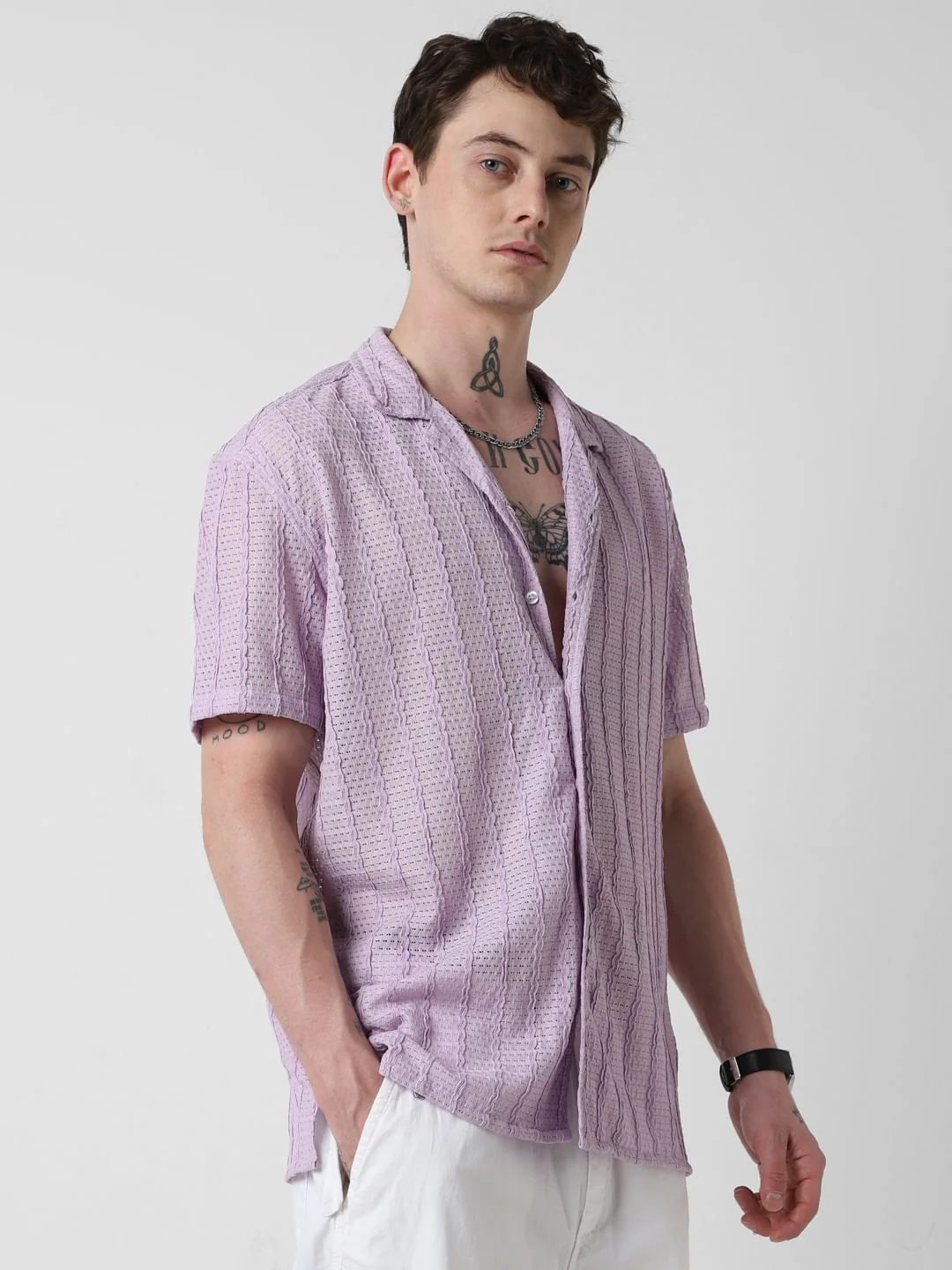 Exquisite AeroMesh Lilac Oversized Shirt - Image 6