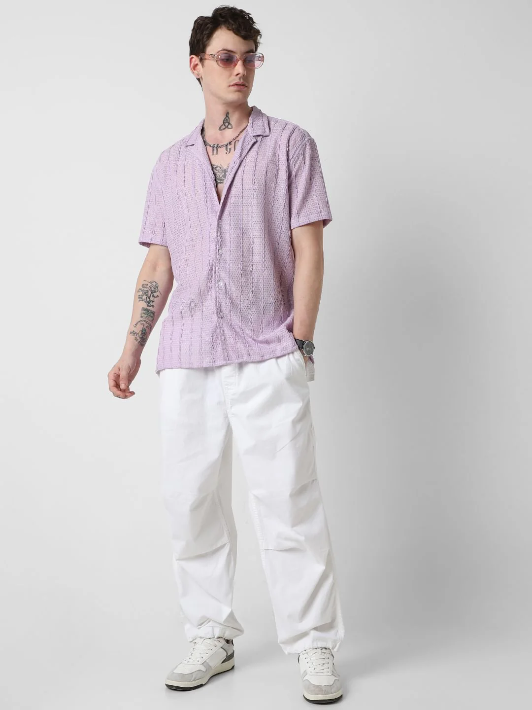 Exquisite AeroMesh Lilac Oversized Shirt - Image 8