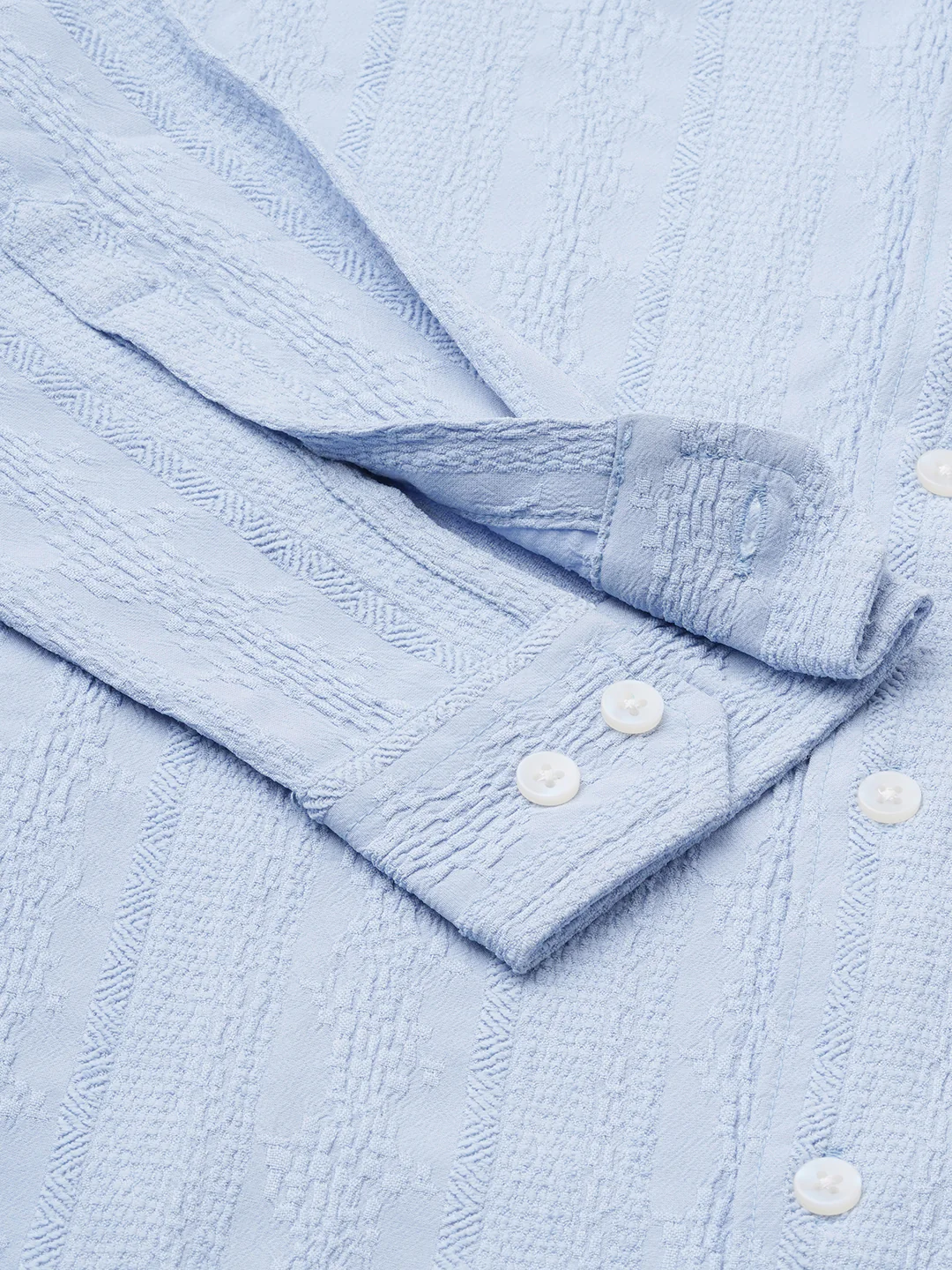 Exquisite Baby Blue Jacquard Shirt - Image 9