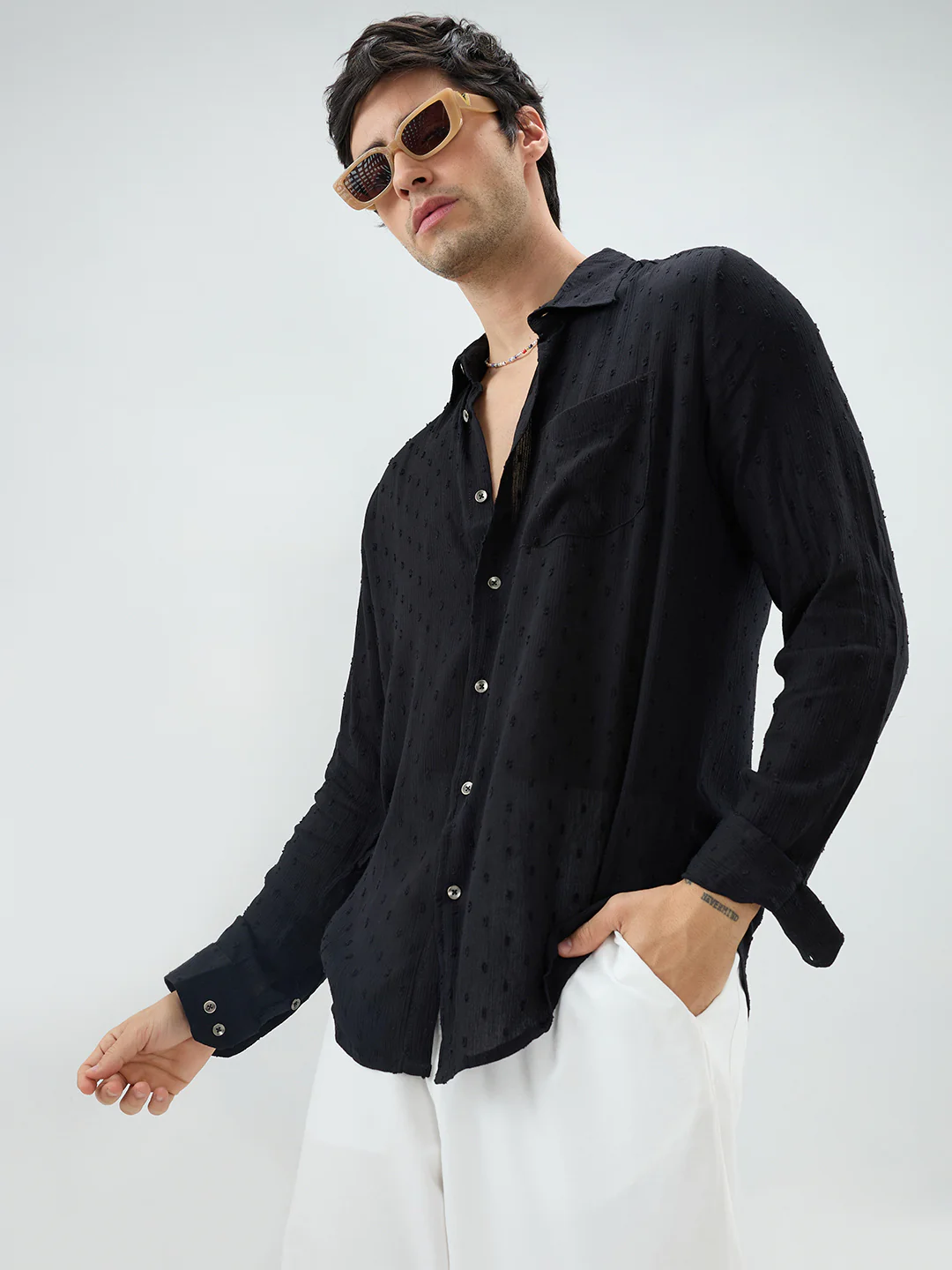 Exquisite Black Dobby Shirt - Image 2