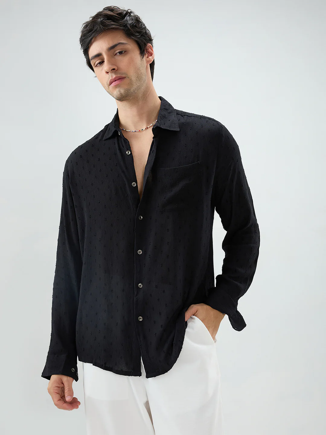 Exquisite Black Dobby Shirt - Image 4