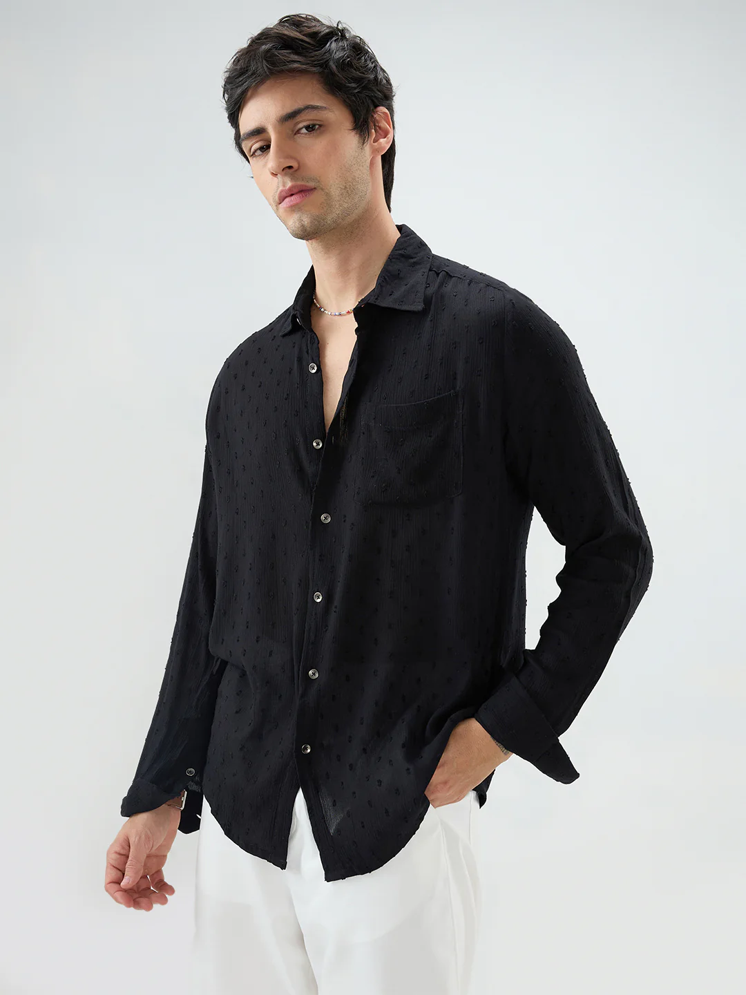 Exquisite Black Dobby Shirt - Image 5