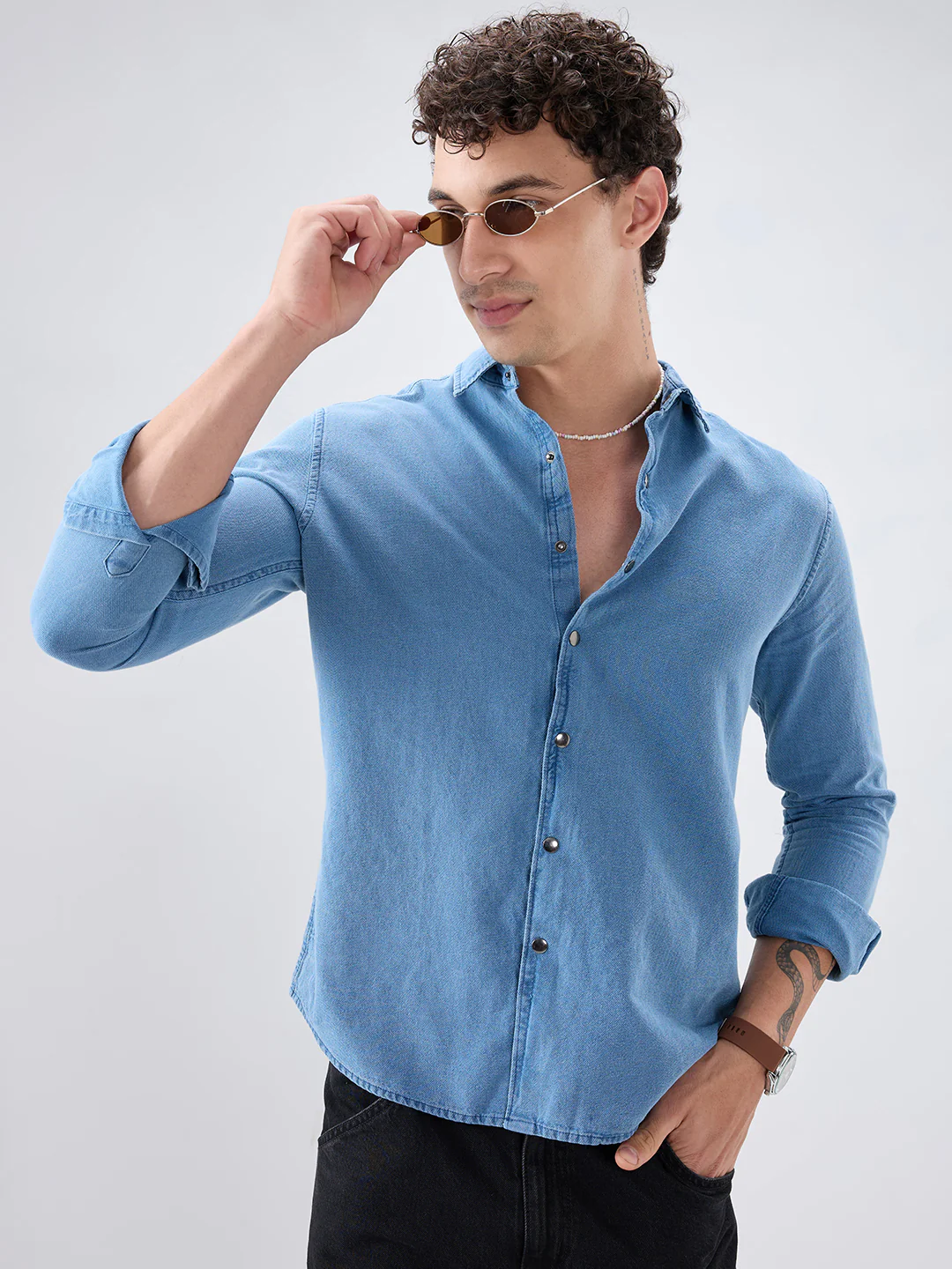 Exquisite Blue Denim Upscale Shirt - Image 2