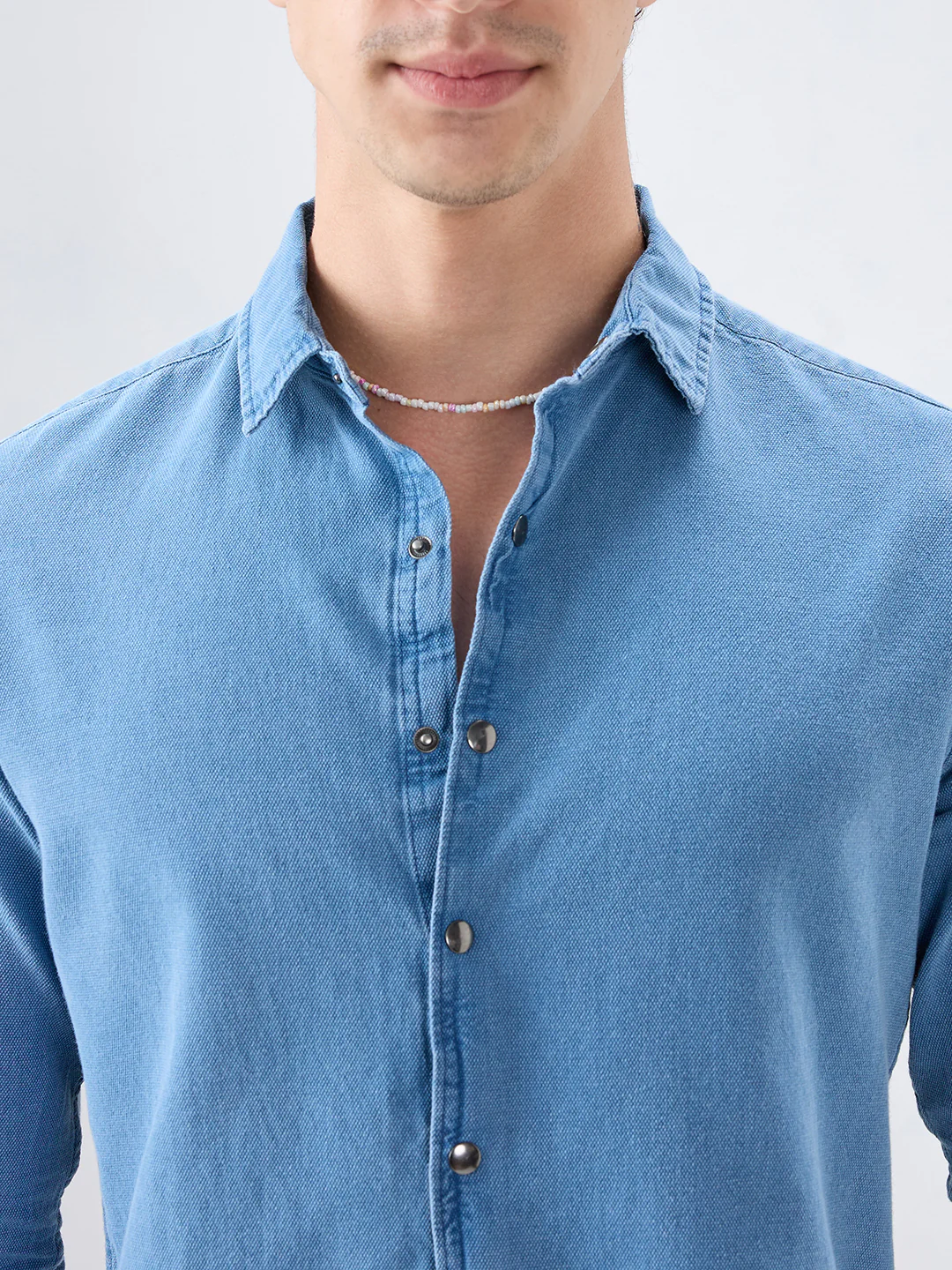 Exquisite Blue Denim Upscale Shirt - Image 3