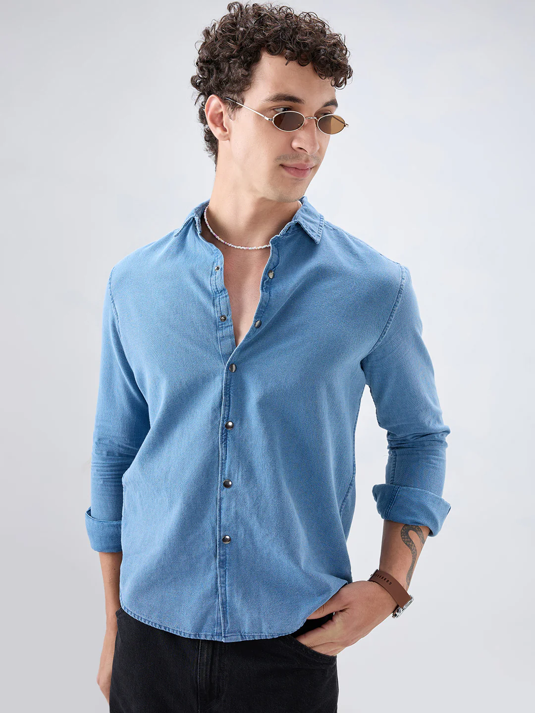 Exquisite Blue Denim Upscale Shirt - Image 4