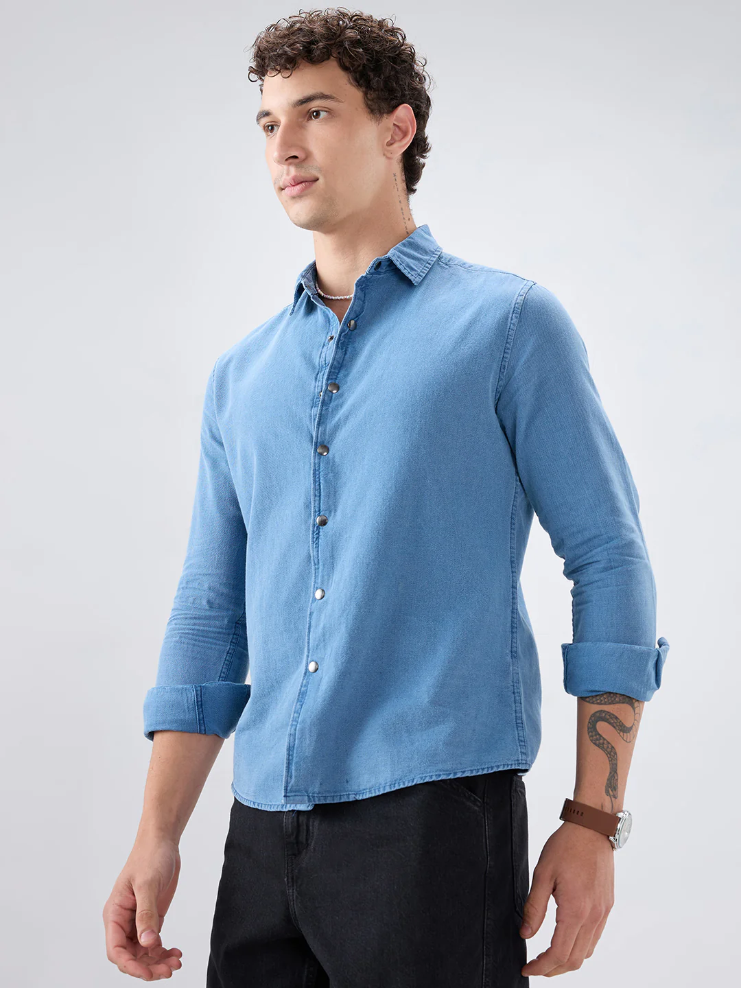 Exquisite Blue Denim Upscale Shirt - Image 5