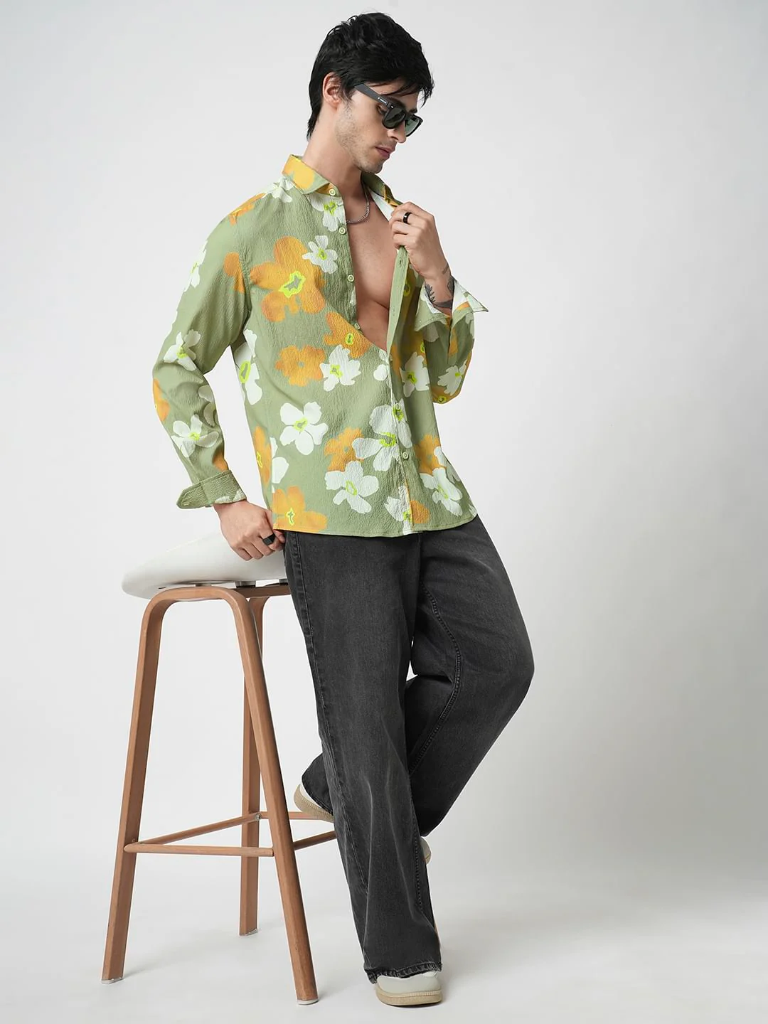 Exquisite Multicolour Floral Printed Creased Shirt - Image 7
