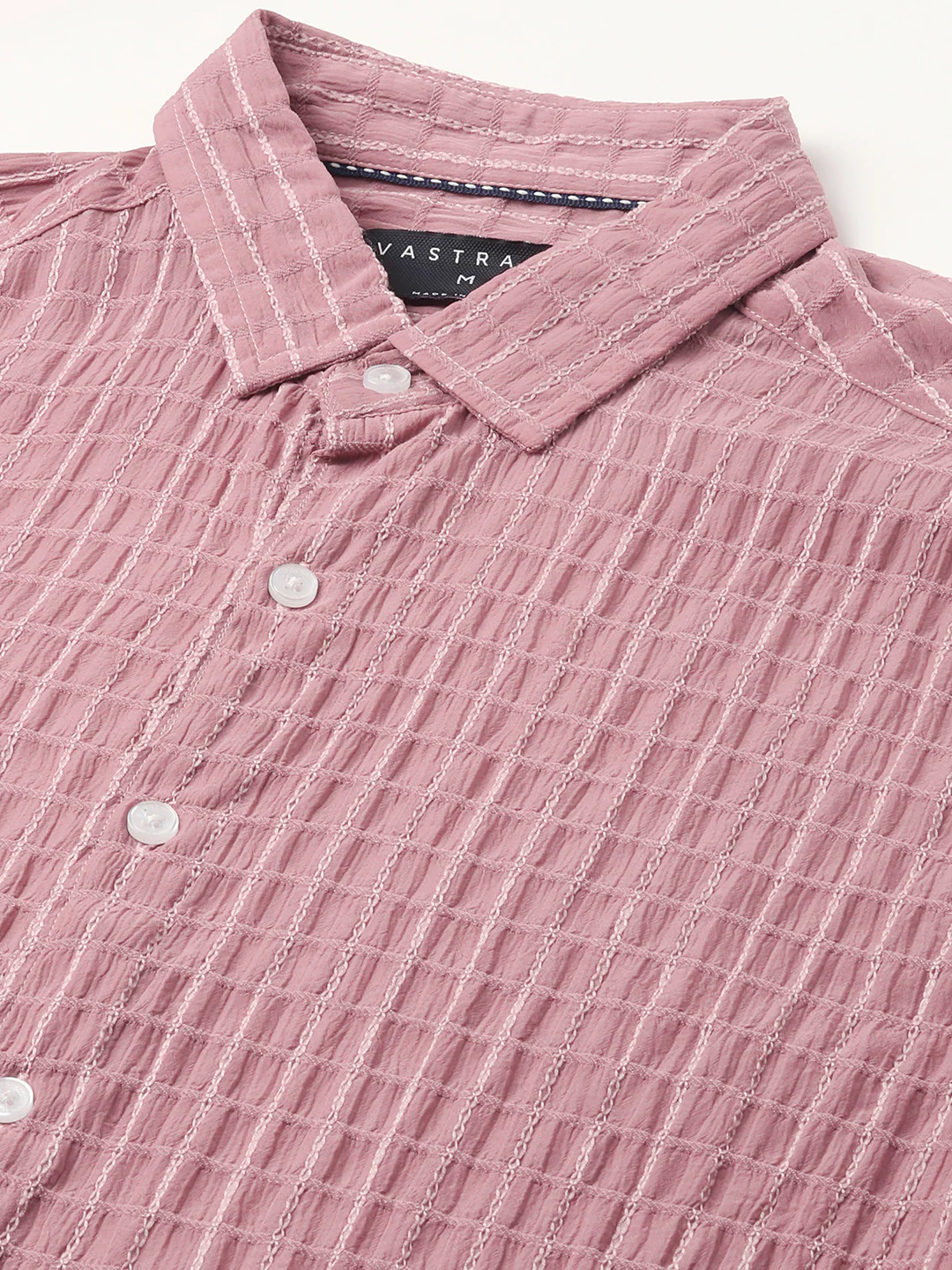 Exquisite Puce Pink Checked Crinkled Shirt - Image 3