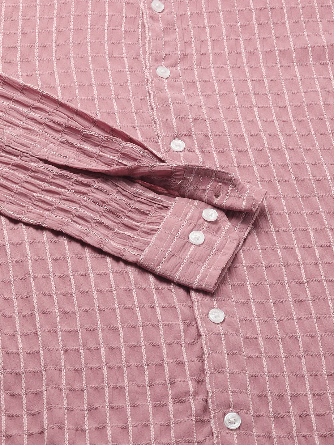 Exquisite Puce Pink Checked Crinkled Shirt - Image 8
