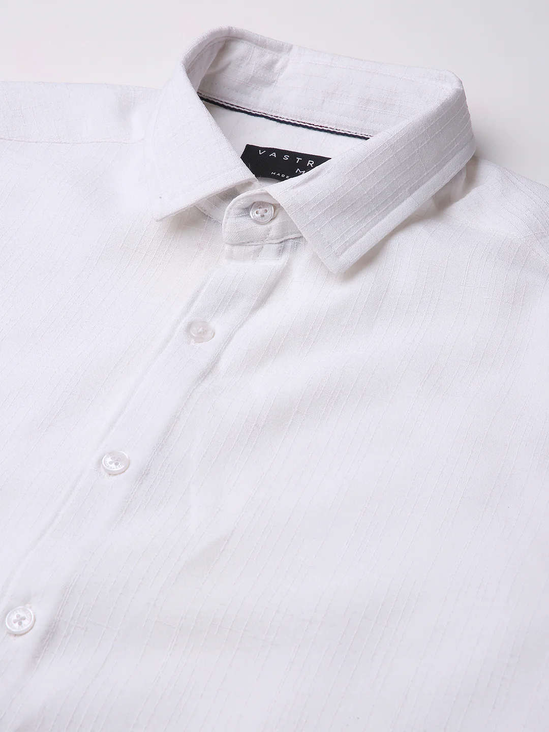 Feather White Elegant Grid Textured Shirt - Image 3