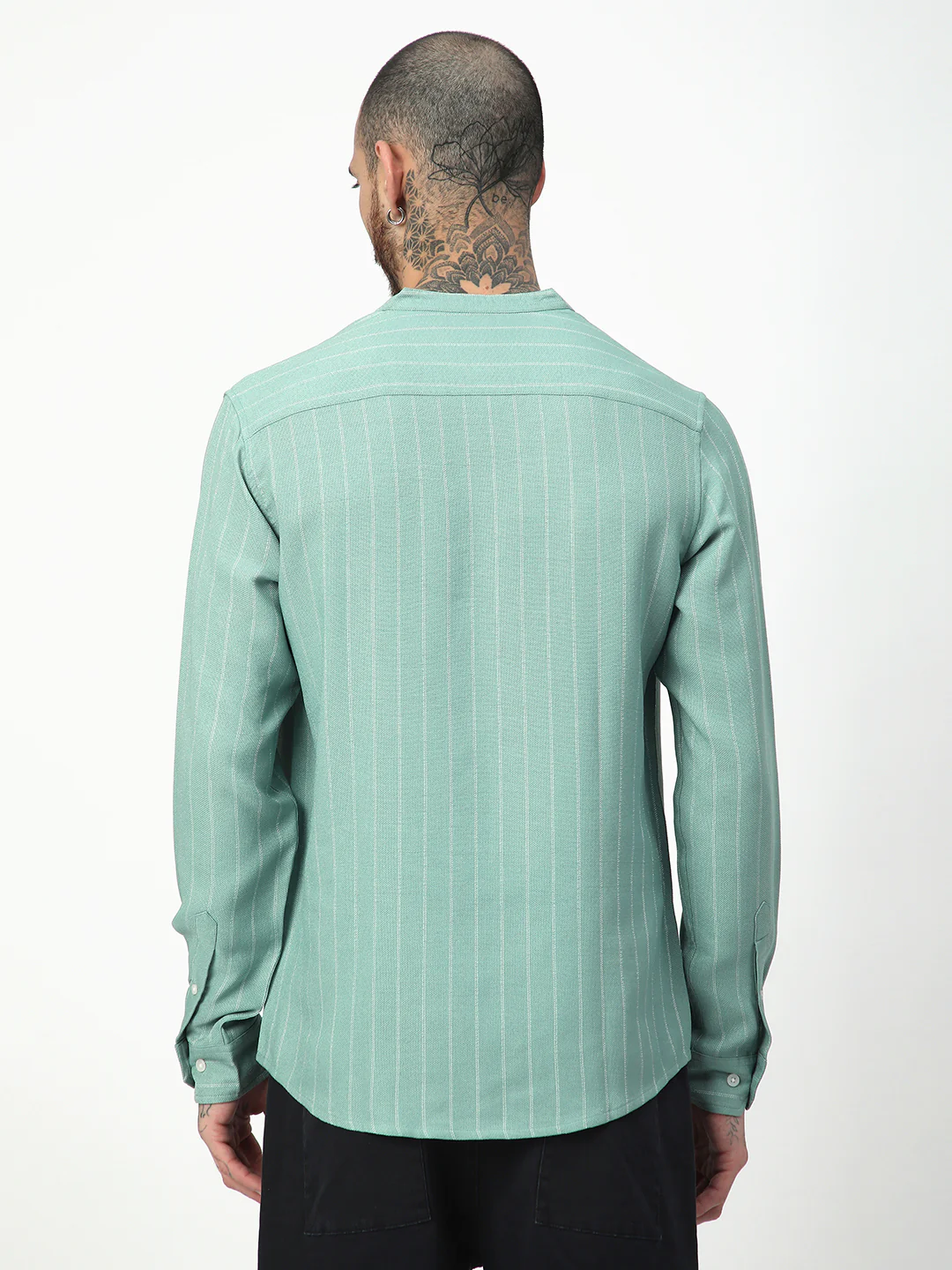 Fern Green Chalk Striped Kurta - Image 7