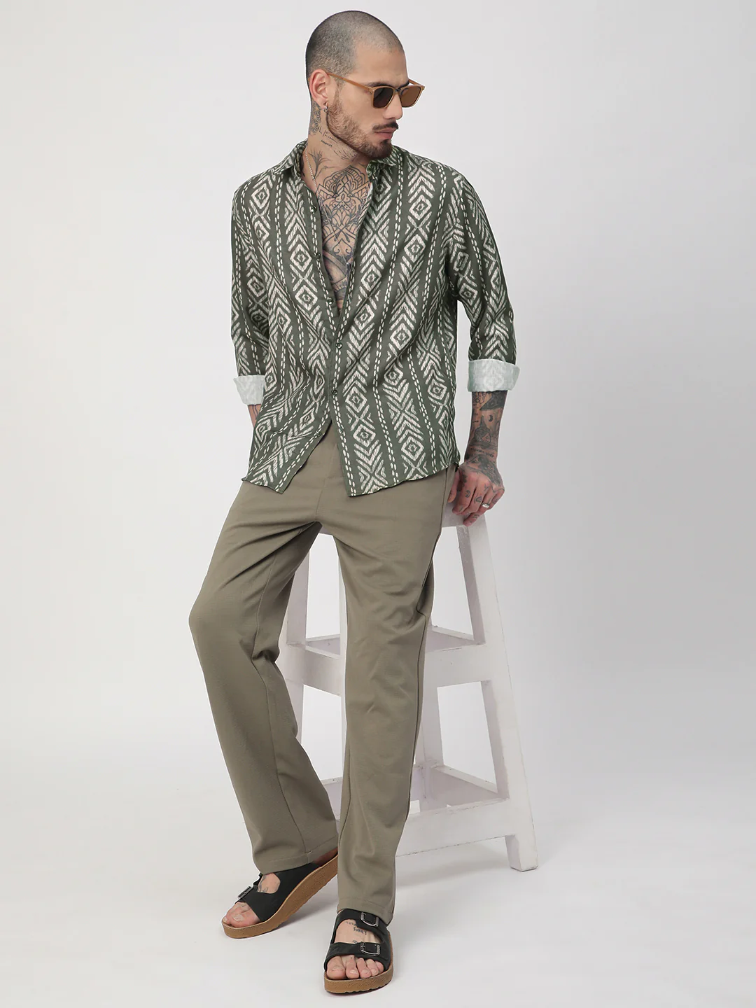 Fern Green Ikat Printed Shirt - Image 8
