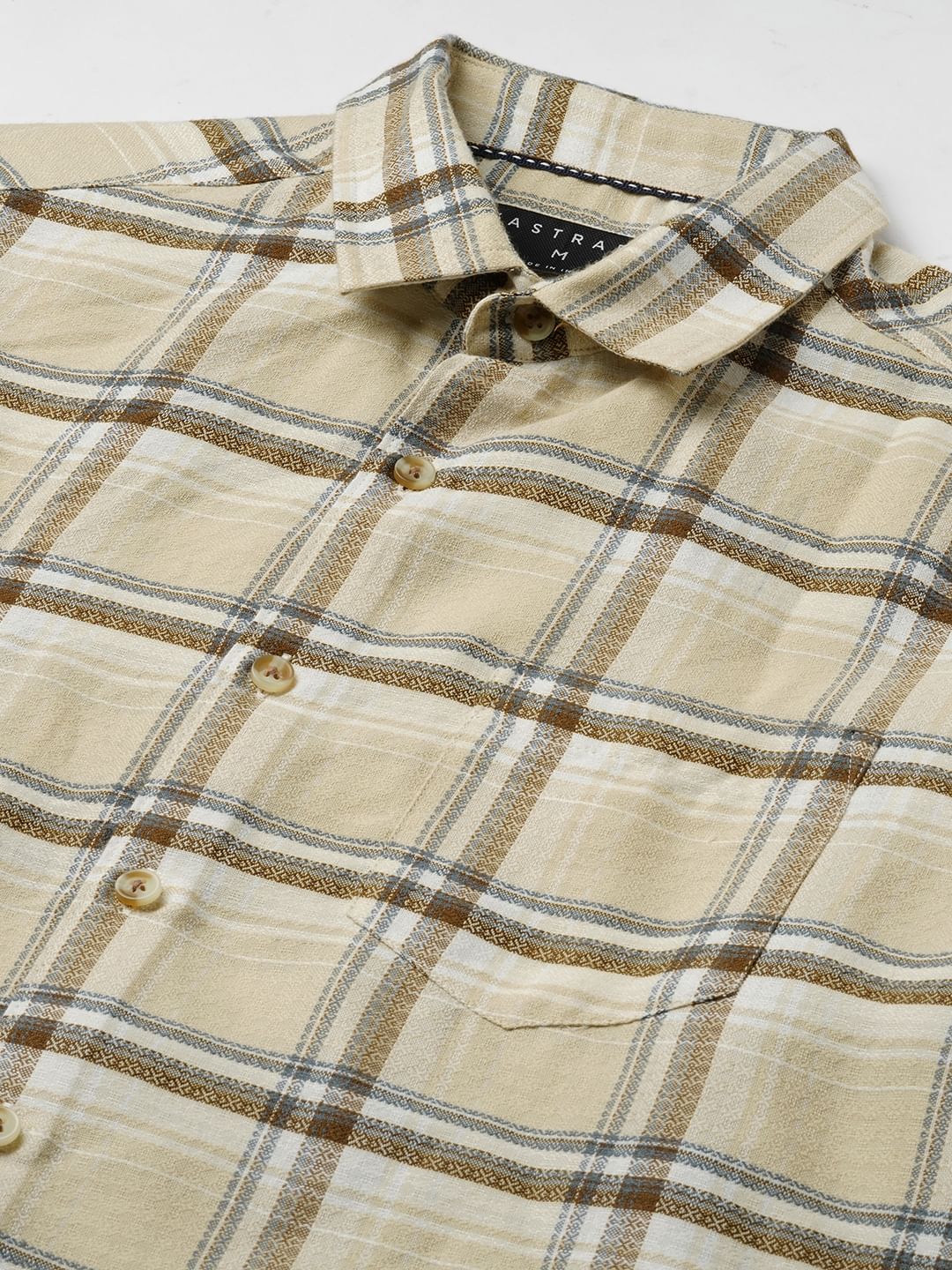 Finesse Beige Box Checks Shirt - Image 3