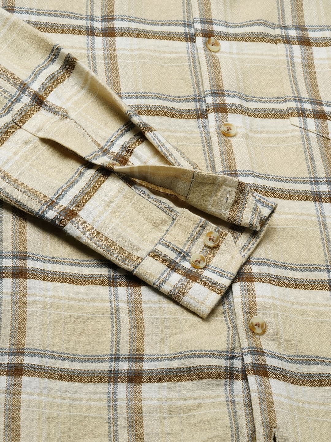 Finesse Beige Box Checks Shirt - Image 8