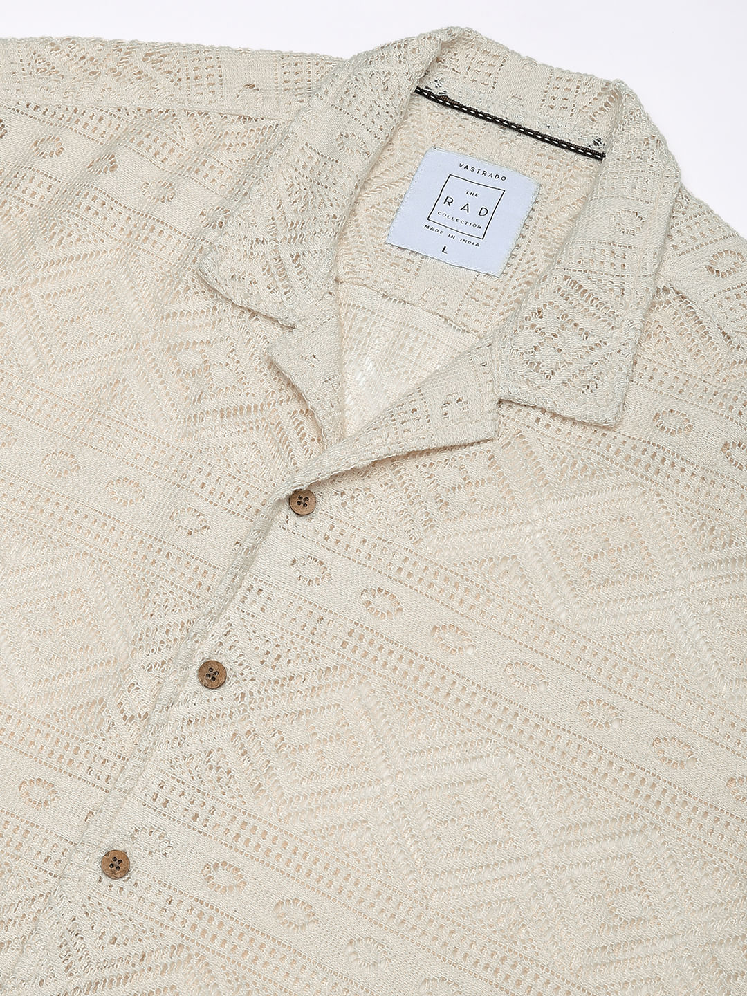 Finesse Ivory Breezy Mesh Crochet Oversized Shirt - Image 3
