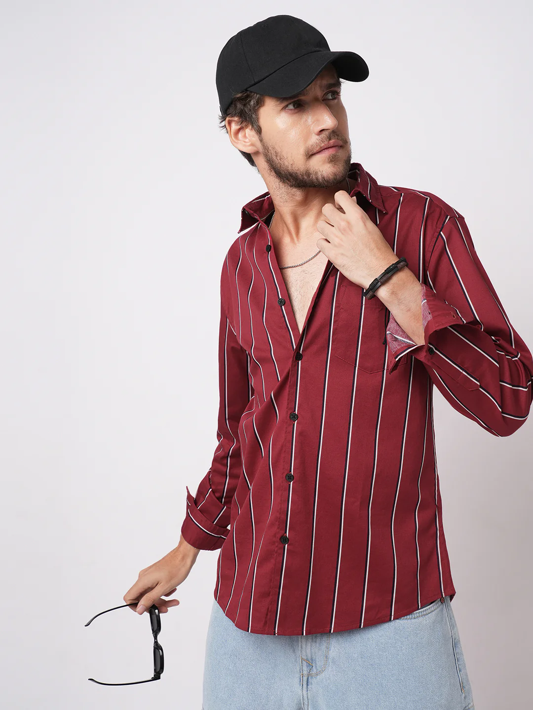 Fire Brick Red Regal Striped Shirt - Image 2